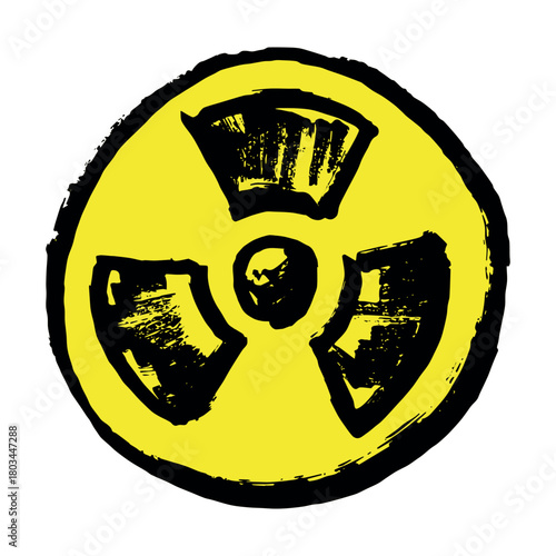 Hand drawn radiation sign Nuclear radiation hazard symbol Radioactive danger warning sign clipart in doodle style Nuclear safety Radioactive waste Single element for print, web, design, decor