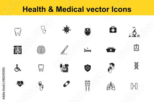 Health and medical vector icons for design use