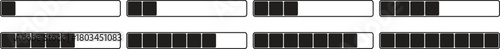 Loading Bar Icon set.Progress bar loading signs. Collection loading status bar in different design. Download progress vector.Download indicator sign. Upload symbol. Vector illustration.