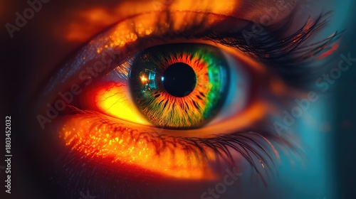 Human eye exploring digital vision and data connection