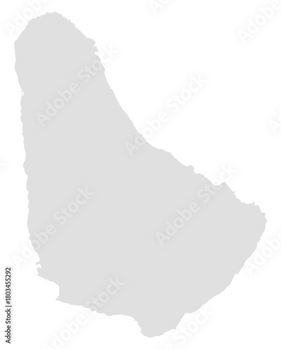 Barbados map silhouette. Useful for maps, education, travel, and location themes with a simple grey filled design.