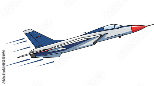 A cartoon jet fighter plane in flight