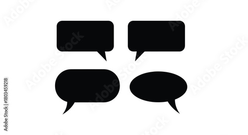 Four black speech bubbles for communication concept