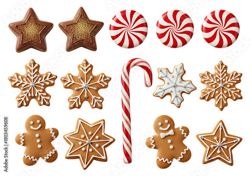 Delightful assortment of festive Christmas cookies and candies perfect for holiday celebrations and sweet treats.