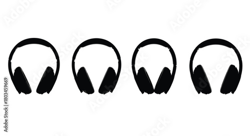 Four headphones in black and white design