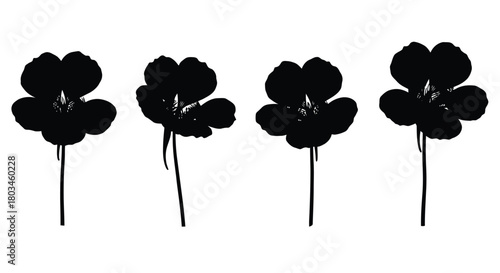 Four black flower icons in a row