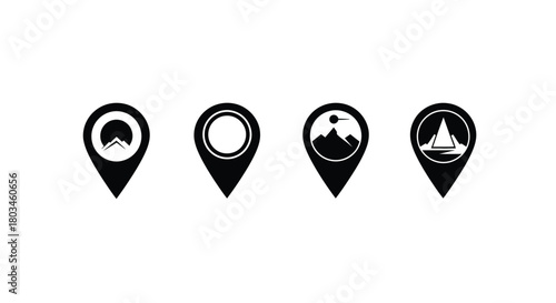 Set of location pin icons