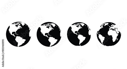 Earth globes showing different continents