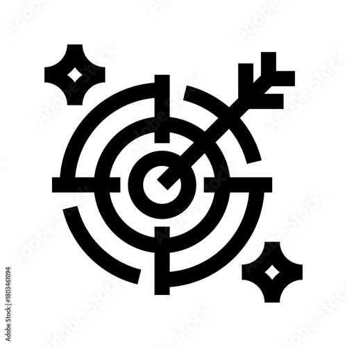 Target Line Icon, Outline Symbol for Goal Setting, Precision Strategy, Success Aiming, Mission Focus, and Performance Objectives. Vector Sign Icon.
