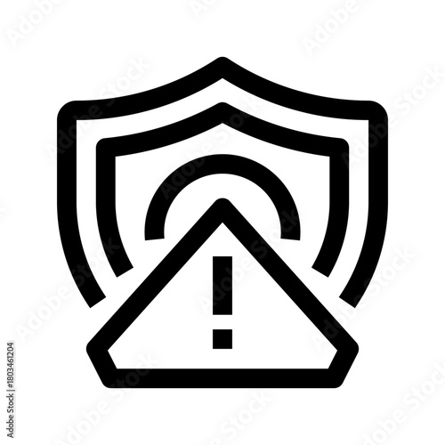 Risk Management Shield Line Icon, Outline Symbol for Security Control, Threat Prevention, Business Protection, Safety Strategy, and Compliance Assurance. Vector Sign Icon.