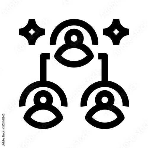 Team Hierarchy Line Icon, Outline Symbol for Organizational Structure, Leadership Levels, Role Assignment, Workforce Mapping, and Management Flow. Vector Sign Icon.