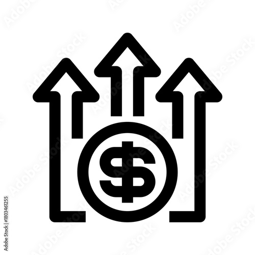 Profit Line Icon, Outline Symbol for Revenue Growth, Financial Gain, Business Performance, Market Success, and Monetary Outcome. Vector Sign Icon.