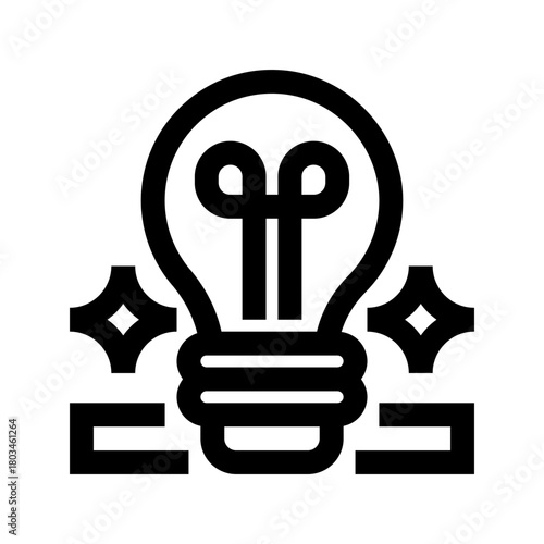 Idea Bulb Line Icon, Outline Symbol for Creative Thinking, Innovation Spark, Problem Solving, Concept Development, and Inspiration Flow. Vector Sign Icon.
