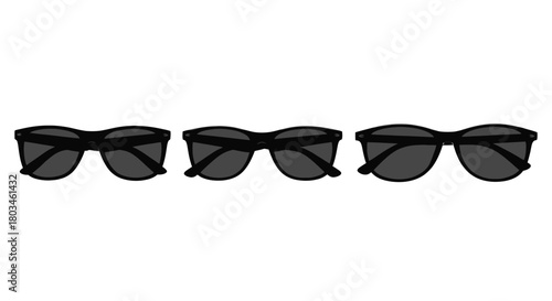 Three sunglasses in black color and dark lens