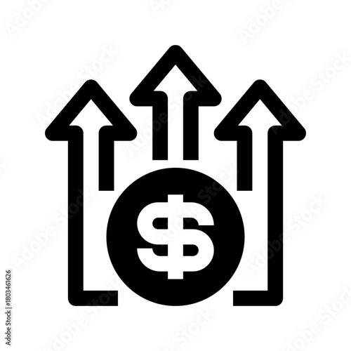 Profit Line Icon, Outline Symbol for Revenue Growth, Financial Gain, Business Performance, Market Success, and Monetary Outcome. Vector Sign Icon.