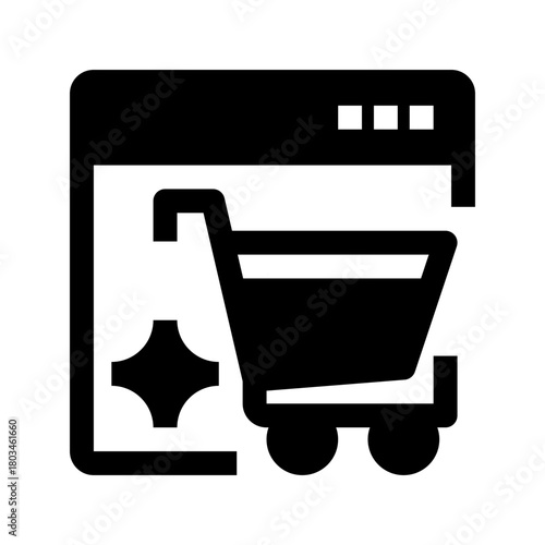 Ecommerce Cart Line Icon, Outline Symbol for Online Shopping, Product Checkout, Customer Purchase, Digital Retail, and Order Processing. Vector Sign Icon.