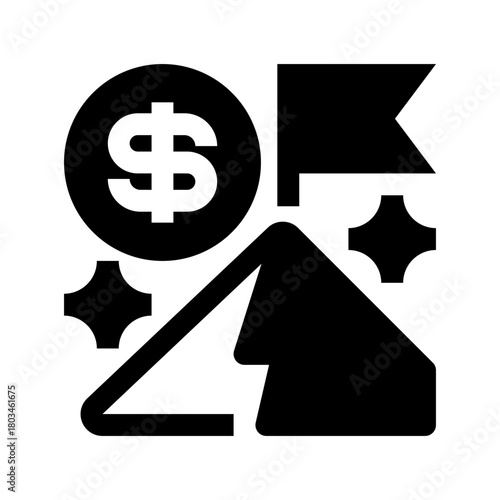 Goal Achievement Line Icon, Outline Symbol for Success Tracking, Performance Targeting, Objective Fulfillment, Milestone Completion, and Progress Results. Vector Sign Icon.