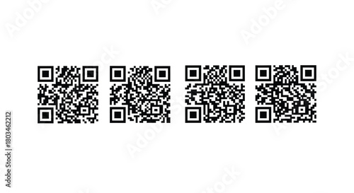 Four qr codes in a row, quick response concept