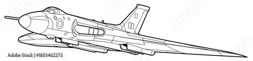 Detailed Line Drawing of a Vulcan Bomber Aircraft