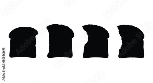 Four toast bread silhouettes in a row