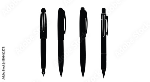 Four different types of pens in black color