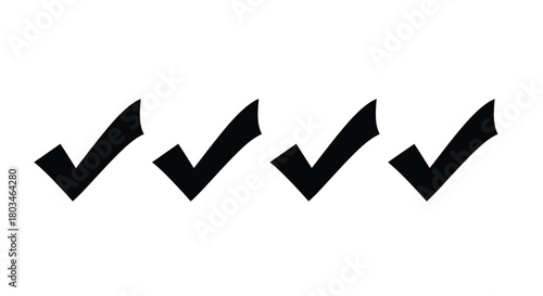 Four check marks in a row, black silhouette