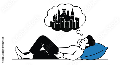 Dreaming of castle illustration sleep fantasy imagination concept