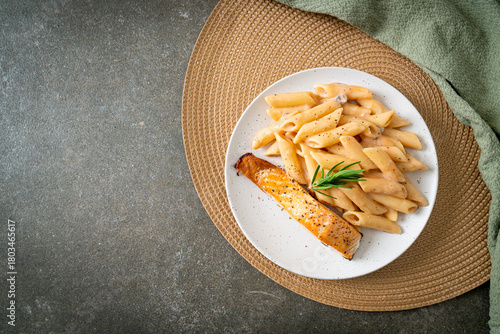 salmon with penne pasta cream sauce