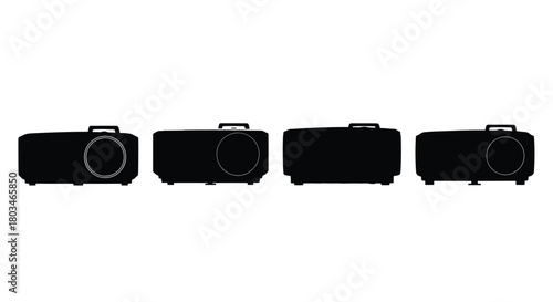 Four black projector silhouettes for design use