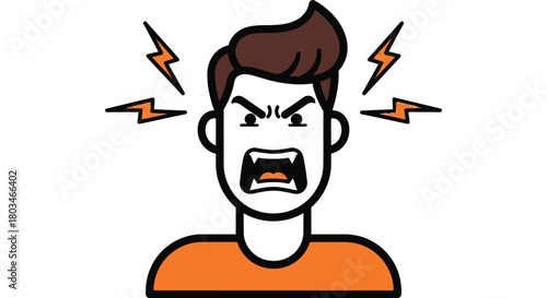 Angry man vector illustration expressing rage and negative emotion
