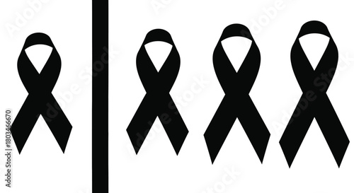 Black ribbons lined up, mourning and remembrance