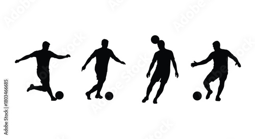 Soccer player silhouette in action, sport concept