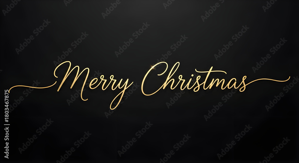 Obraz premium Elegant merry christmas greeting card with golden lettering on a dark background for festive season and holiday celebration concept