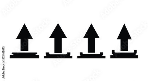 Four black arrows pointing upwards