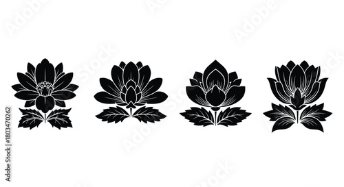 Silhouette of four lotus flower shapes