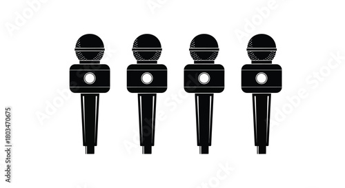 Four microphone icons in a row design