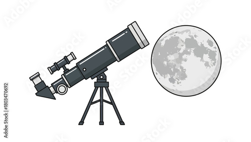 A telescope points towards a full moon