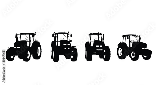 Four tractor silhouettes in a row design