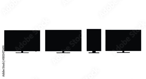 Four television sets in different views