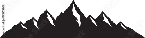 Mountain Range Skyline Silhouette Vector | Sharp Peaks | Transparent Background