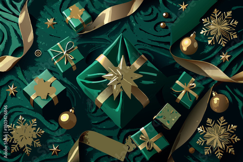 Deep emerald green velvet fabric top down flat lay