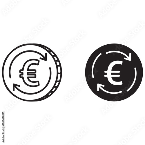 Euro Coin Currency Exchange and Transaction Icons
