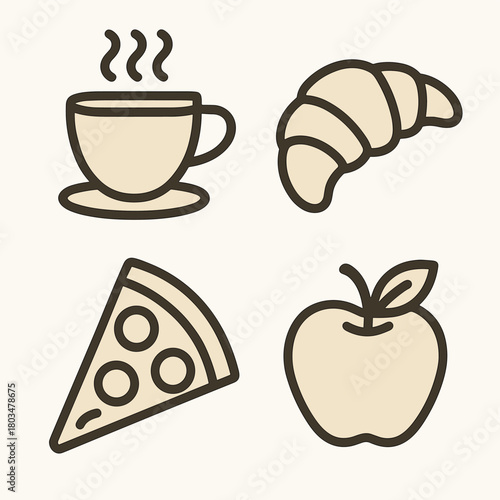Breakfast and Snack Food Icons Vector