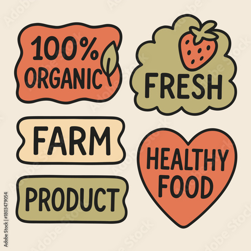 Organic Food Labels and Badges Vector