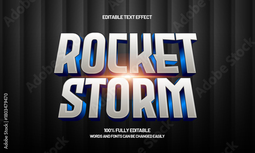 rocket storm space themed 3d text effect with cosmic gradient