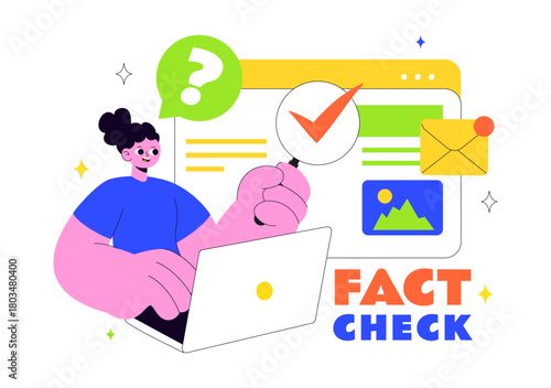 Fact Check Vector Illustration Featuring Myths Vs Facts News For Thorough Evidence Comparison and Accurate Information Review In a Flat Background