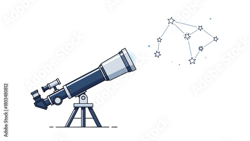 Telescope pointed at a constellation of stars