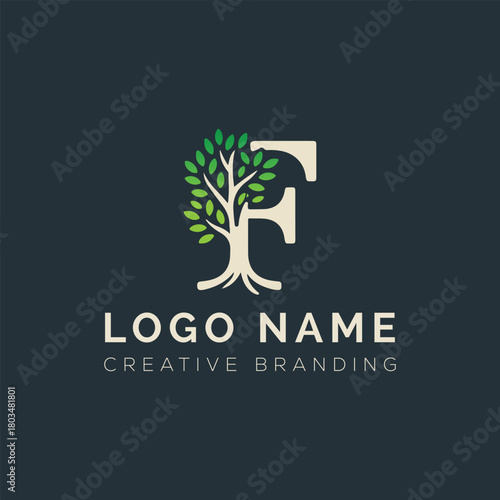 Letter F tree logo	