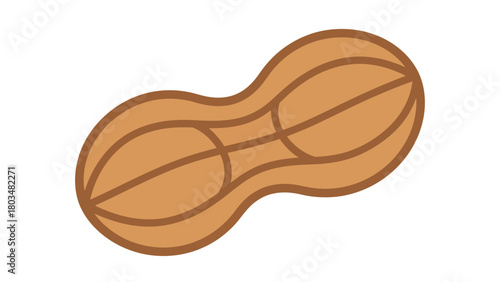 Stylized illustration of a peanut with brown outline and tan fill