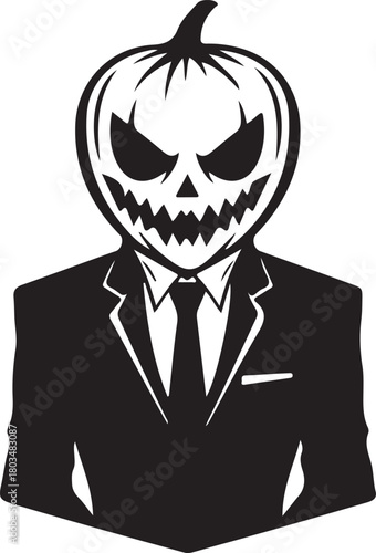 Print Silhouette of a man with a pumpkin head isolated on